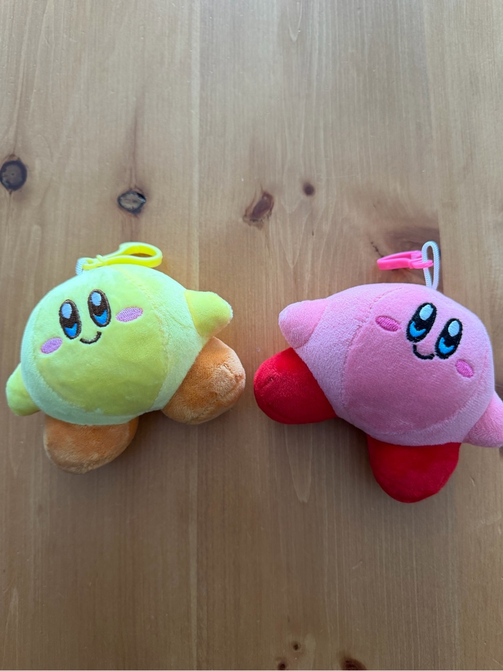 Set of 2 Kirby Plush Keychains (Pink & Yellow)